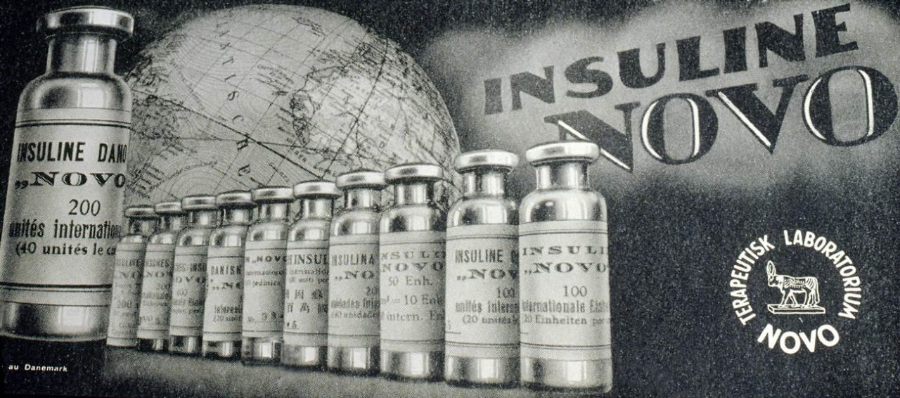 Reklama na Inzulín Novo v roce 1930.